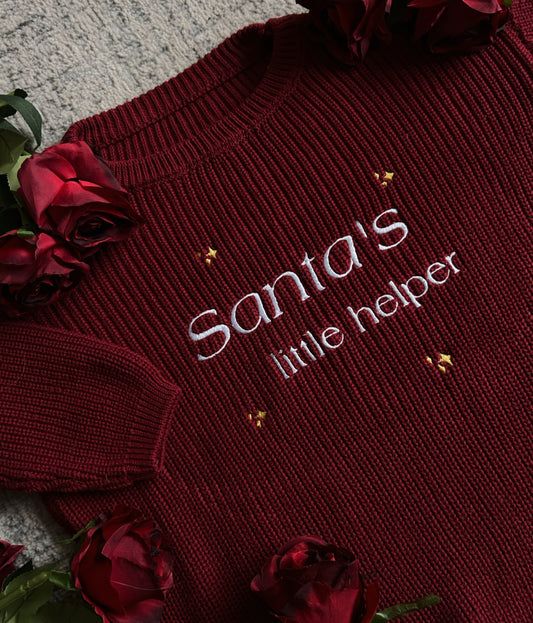 Wine Red Embroidered Christmas Jumper