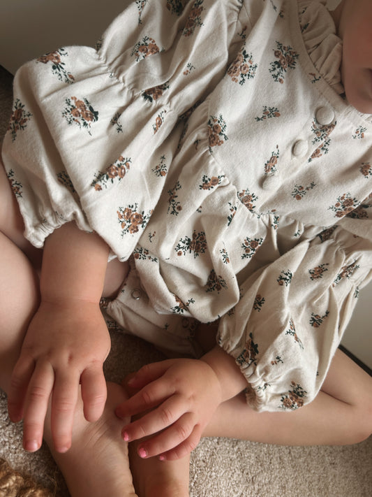 Cream floral romper